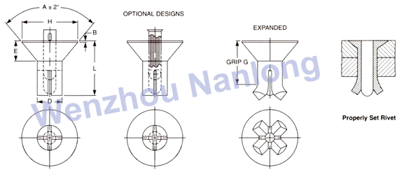 IFI 123 Countersunk Head Drive Pin Blind Rivets